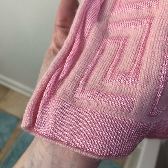 Versace Pink Greek Key Logo Scarf - Picture 2 of 8